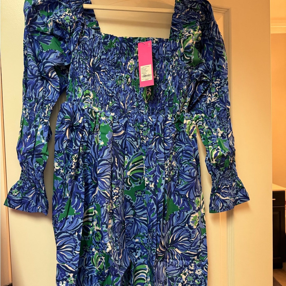 Lilly Pulitzer Blue and Green Smocked Dress NWT!!